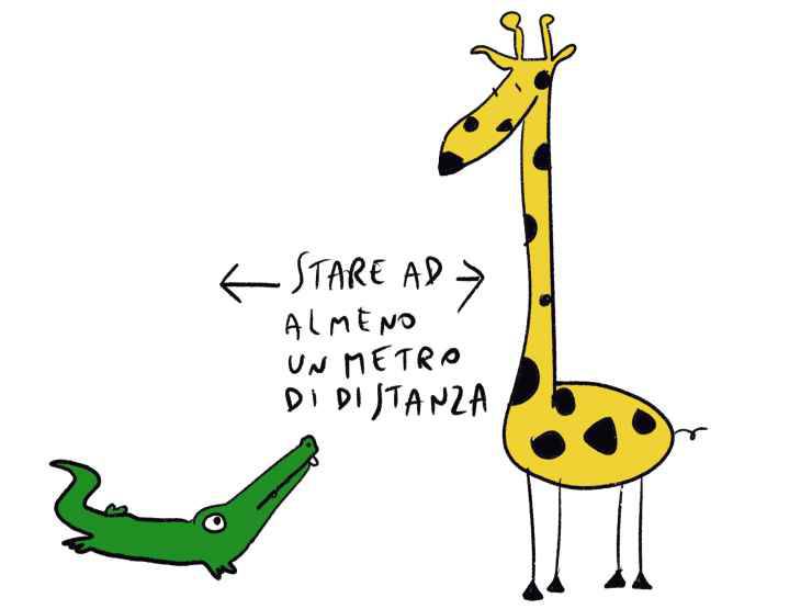 La giraffa e il coccodrillo (Foto Marco Milanesi)