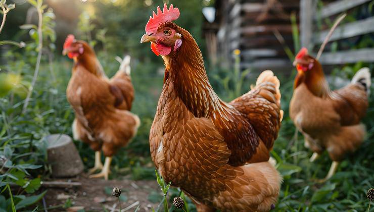 galline in giardino