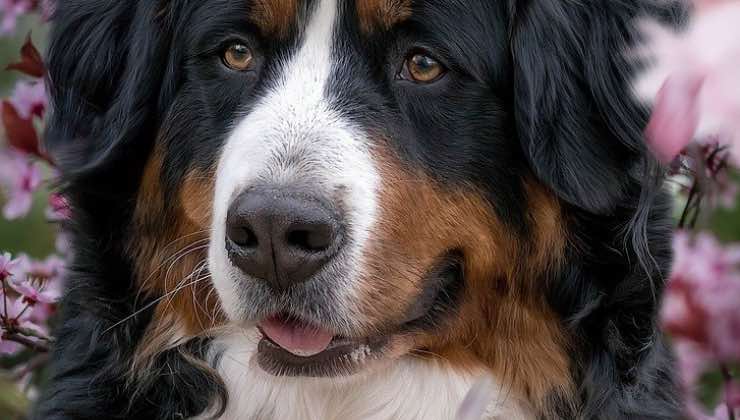 Cane di montagna mostra una lingua sana 