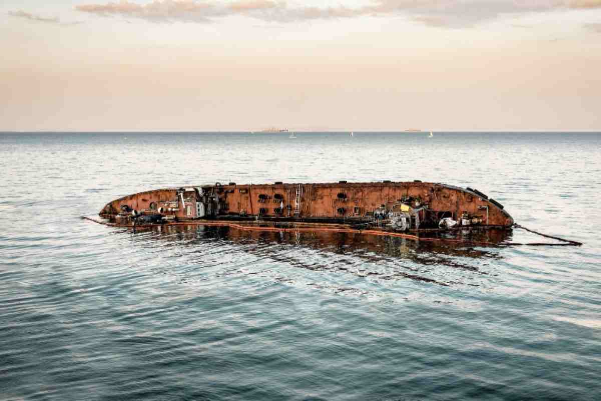 Petroliera capovolta nel mare