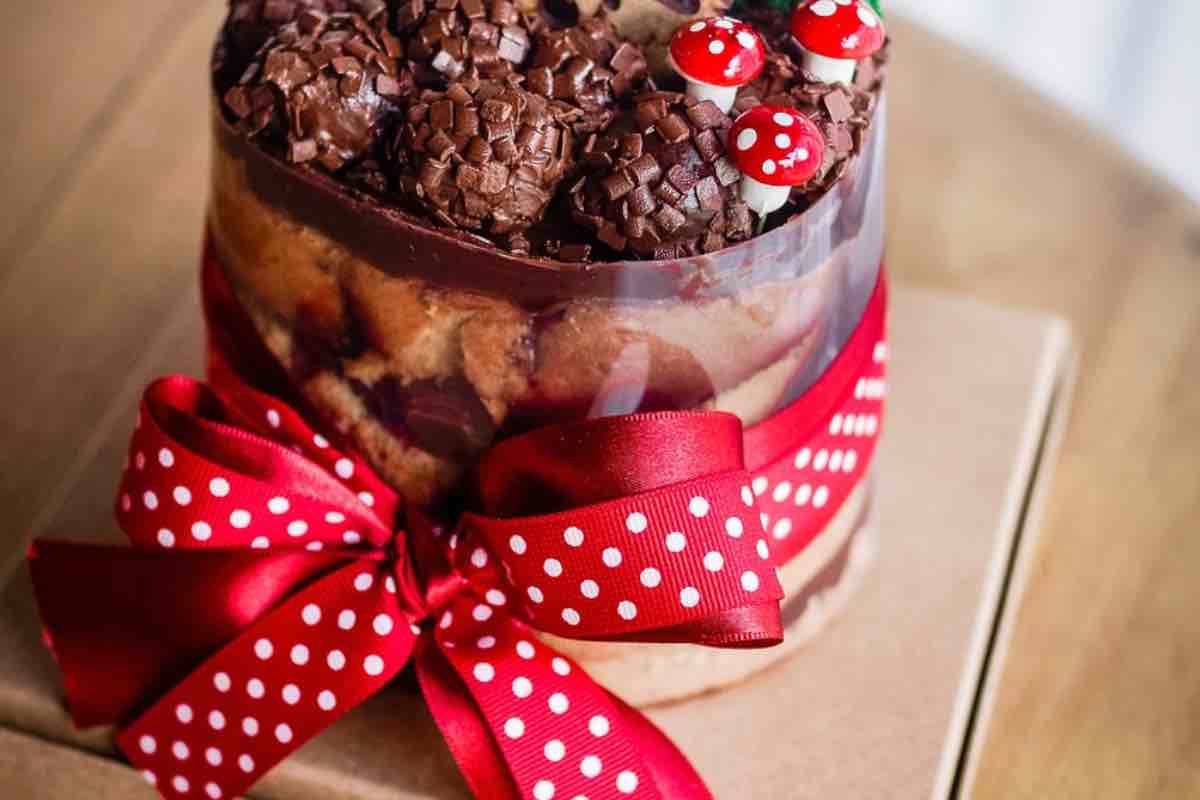 Panettone per cani con fiocco rosso